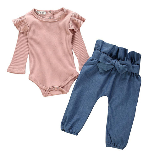 Conjunto De Mameluco Y Pantalones Vaqueros Para Niños Y Niña