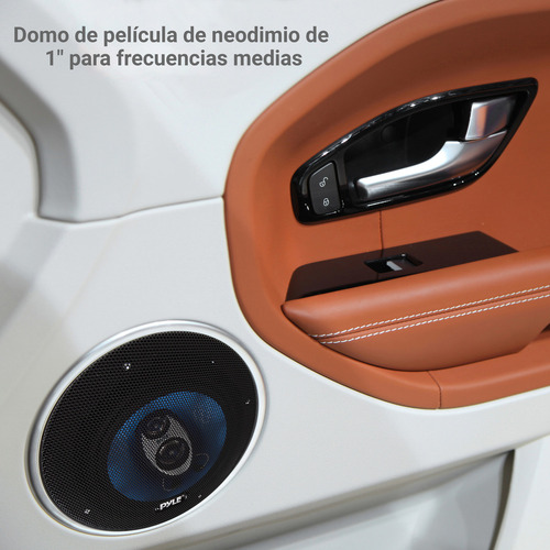 Bocinas Triaxiales Pyle de 6.5" de Tres Vías, 180 W RMS, 360 W de Potencia Máxima con Impedancia de 4 Ohmios y Tweeter Piezo de 3/4'' para Estéreo de Auto, Diseño Redondo, Sonido Profesional