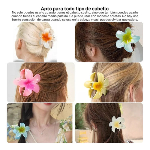 // Qk # 6 Pinzas Pelo Grandes Con Flores Mate Para Mujer