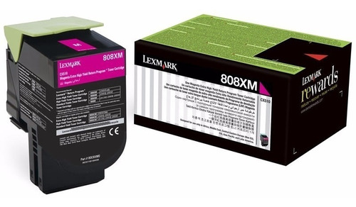 Cartucho De Toner Vacio Lexmark 808xm Magenta 80c8xm0