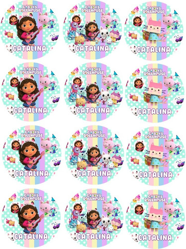 Plancha De Sticker Personalizado - Gaby Y La Casa De Muñecas