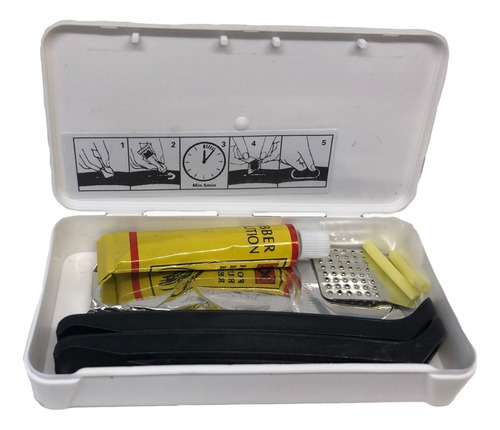 Imagem 1 de 2 de Kit Reparo Remendo Para Câmaras Bike Com Espátulas Cola