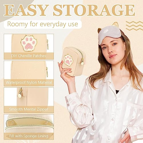 Juego De 9 Bolsas De Maquillaje Impermeables Beige