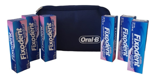 Paquete De 6 Fixodent Original + Bolsa Oralb Adhesivo Dental