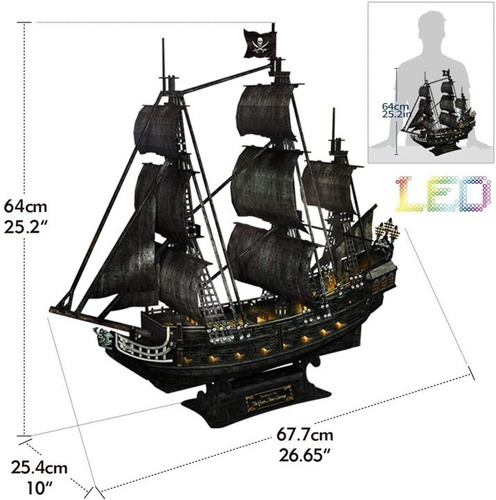 Queen Anne's Revenge Kits modelo De Barco Pirata Rompecabezas 3D blackbeards Barco 
