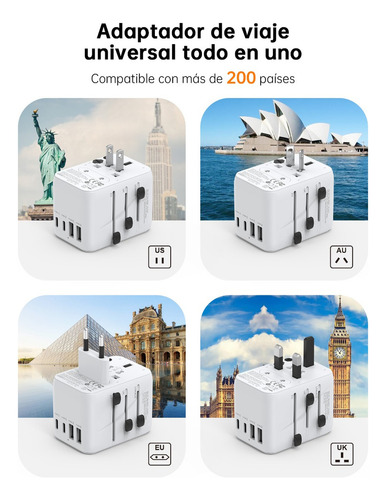 Novoo Adaptador De Corriente Viaje Universal Cargador 4usb