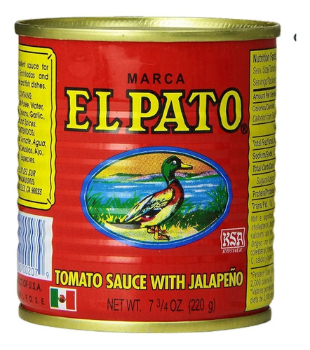 3 Latas De Salsa De Tomate Con Jalapeño 220g El Pato