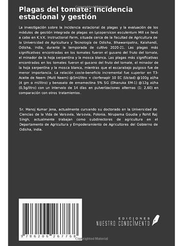 Libro Plagas Del Tomate: Incidencia Estacional Y Gestión (s