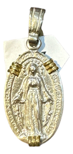 Medalla Virgen Milagrosa En Plata 925 Y Oro 10k. Tuset