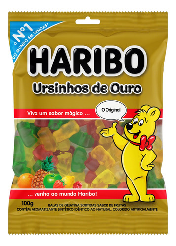 Bala Haribo Ursinhos de Ouro frutas 100 g 