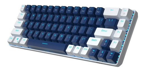 Teclado gamer Magegee MK-Box QWERTY color azul y blanco con luz azul