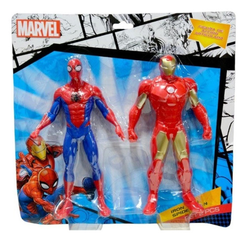 Marvel Spiderman + Iron Man Figuras Articulada 23cm Blister