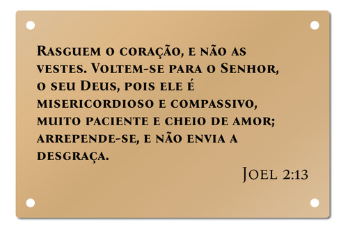 Placa Versículo Joel 2:13 Bíblia Fé 20cmx15cm Mdf