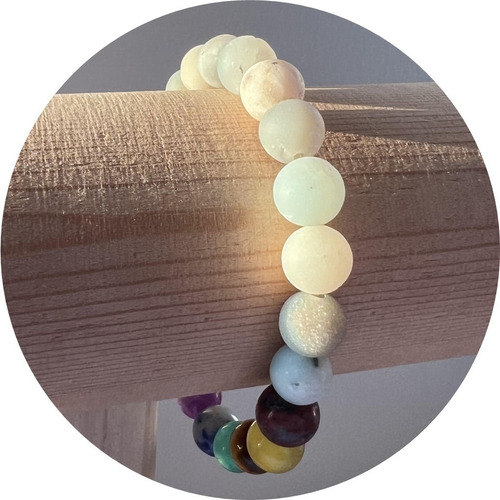 Pulsera De Protección Amazonita 7 Chakras / Cuarzos / Suerte