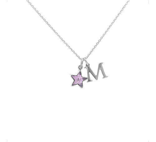 Collar Dije Estrella Colores Mas Letra Plata 925 45cm Agálea