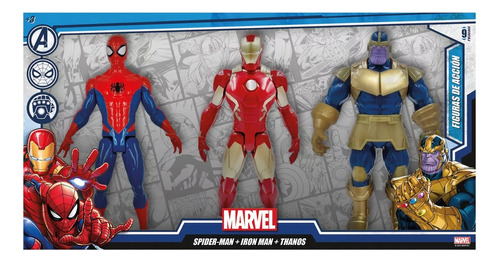 Muñecos Spiderman Ironman Thanos X 3 Marvel 54506