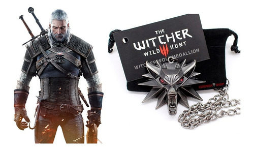 Medalhão The Witcher 3 Pingente Lobo Olhos Vermelhos