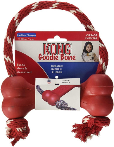 Juguete Hueso Con Soga Para Perros Kong Goodie Bone Medium