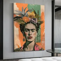 Comprar Mega Cuadro Canvas Grueso Moderno Frida Kahlo Mexico 140x90 Color Frida Kahlo Retrato Armazón Bastidor de madera