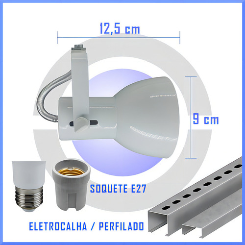 Spot Para Trilho Para Cozinha Sala Quarto Kit 6 Unid Cor Preto 127/220V
