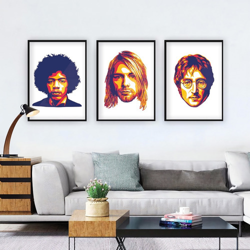 Cuadros Decorativos Jimi Hendrix John Lenon Kurt Cobain