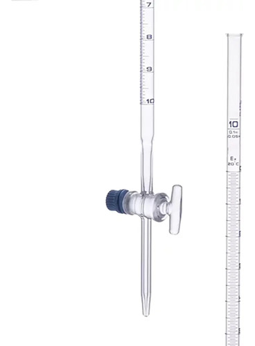 Bureta 10ml Vidro Graduada Torneira Laboratório Reforçada