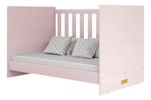 Berço Americano Baby Bebê Bela Com Colchão Impermeável Incluso Rosa 3 Em 1 Multifuncional Vira Cama Quarto Infantil Regulagem Altura Rodizio