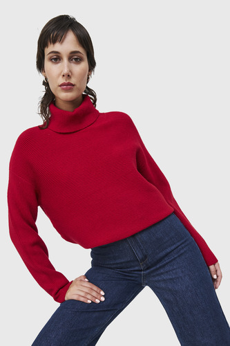 Sweater Cuello Beatle Acanalado Rojo Nicopoly