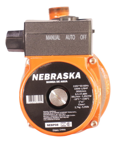 Bomba Presurizadora Nebraska 100w Elevadora De Presión 