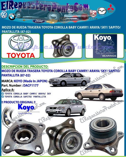 Mozo Rueda Trasera Toyota Corolla Sapito Pantallita