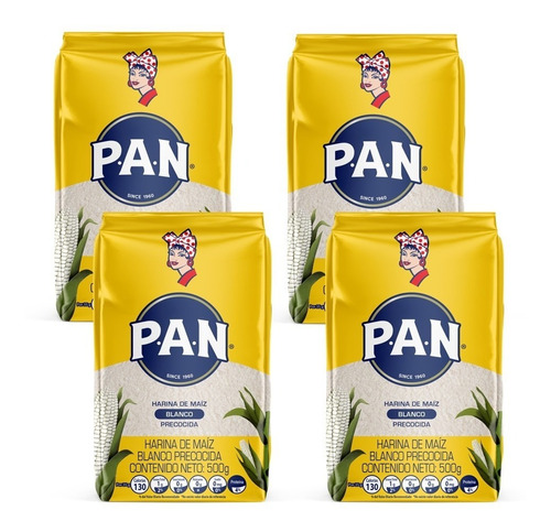 Harina De Maíz Harina Pan Blanca 500g X4 Uds