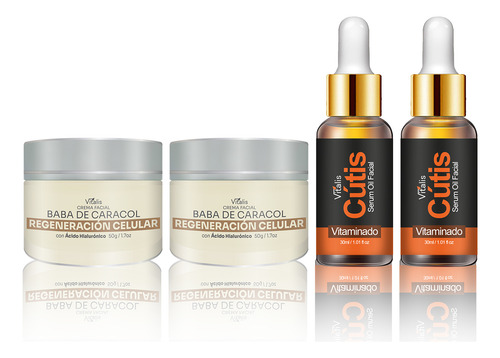 Kit Facial: 2 Crema Acido Hialurónico + 2 Serum Vitamina C