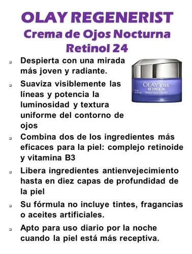 Crema Retinol 24 Eye Night Cream Olay Eyes noche para todo tipo de piel de 15mL/15g 30+ años