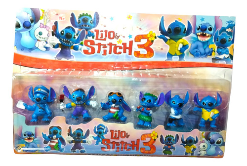 Kit 6 Bonecos Lilo &stitch 3 Coleção Infantil Brinquedo 