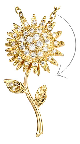 Collar Girasol Giratorio Acero Inoxidable Oro Antiansiedad