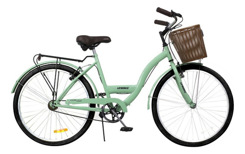 Bicicleta paseo femenina Unibike Vintage R26 frenos v-brakes color verde con pie de apoyo  