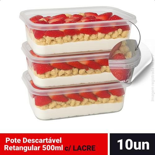Kit 10 Pote Descartável 500ml Freezer Microondas Marmita Fit