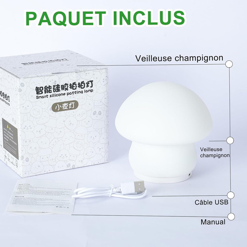 Zklili Linda Lámpara De Setas Led Luz Nocturna Habitación De