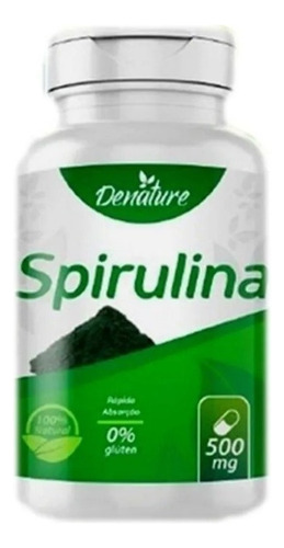 Suplemento Spirulina 500mg 100 Cápsulas Denature Encapsulados Vitaminas Naturais Em Pote De 200g Un