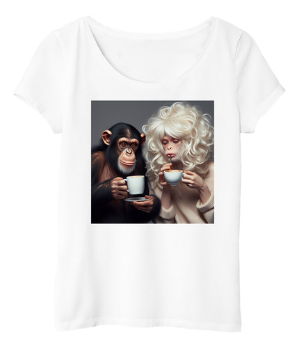 Remera Mujer Mono Peluca Pelirroja Cafe