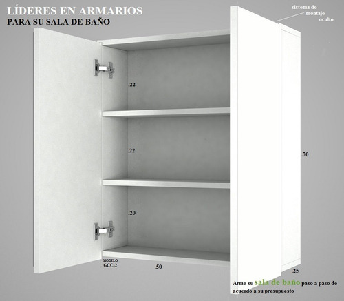 Imagen 4 de 10 de Mueble Modular Aéreo En Melamina Para Baño Mod. Gcc-2