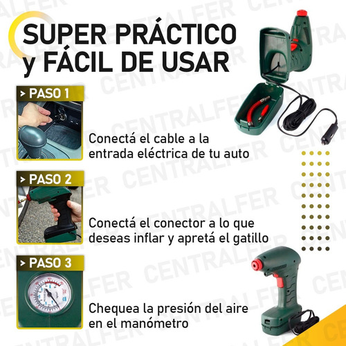 Compresor De Aire Portátil 12v Automóvil Inflador Manometro