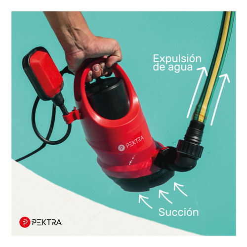 Imagen 6 de 10 de Bomba Sumergible Desagote 8 Mts 750w 220v Agua Pektra Pozo