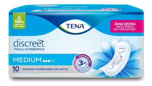 Toallas Higiénicas Tena Discreet Medium Paquete X 10 Und