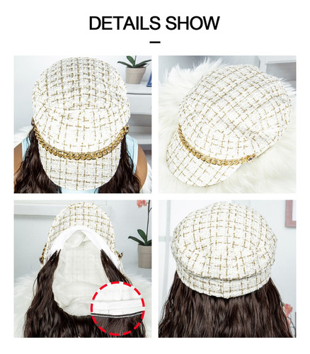 Peluca Larga Rizada Con Gorra De Cadena Marrón, Peluca De Ve