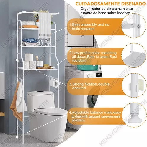 Estante Sobre El Inodoro Para Baño Toallas Papel Higienico Estanteria De  Metal