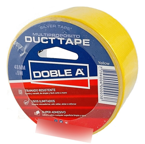 Cinta Duct Tape Amarilla 48mm Rollo 9mts Doble A