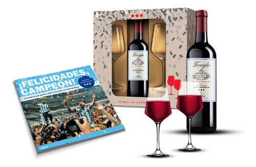 Set Vino Con 2 Copas Bianchi Clarin Edicion Especial Regalo