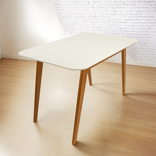 1 Mesa Midtown Madeira Maciça Tampo Off-white 80x118cm 20mm