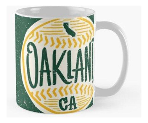 Taza Béisbol Dibujado A Mano Para Oakland California Con Let